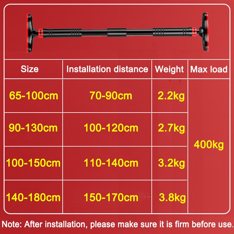 400kg Adjustable Door Horizontal Bars Exercise Home Workout Gym Chin Up Training Pull Up Bar Sport Fitness Equipments