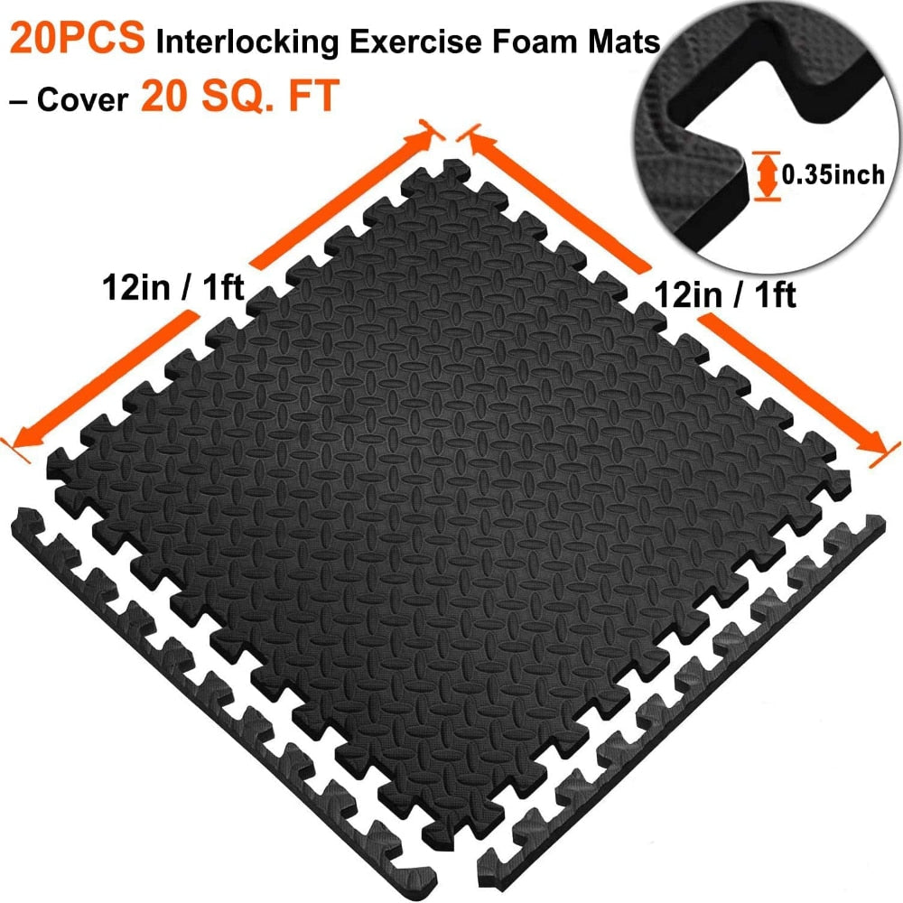 12PCS 30*30cm Sports Protection Gym Mat EVA Leaf Grain Floor Mats Yoga Fitness Non-Slip Splicing Rugs Thicken Shock Room Workout