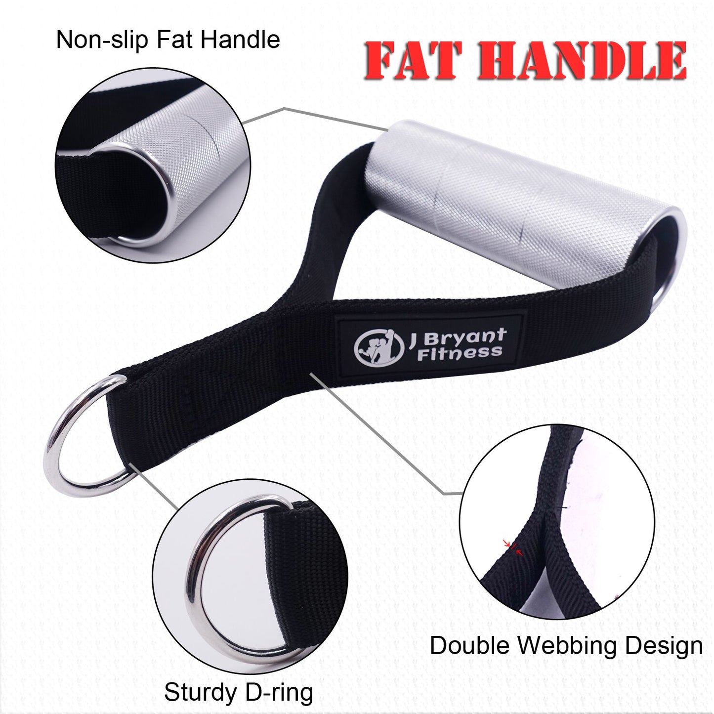 Fat Heavy Duty Grip Gym Exercise Metal Handles D-ring Arm Wrestling Training for Cable Machine Attachment Fitness Equipment