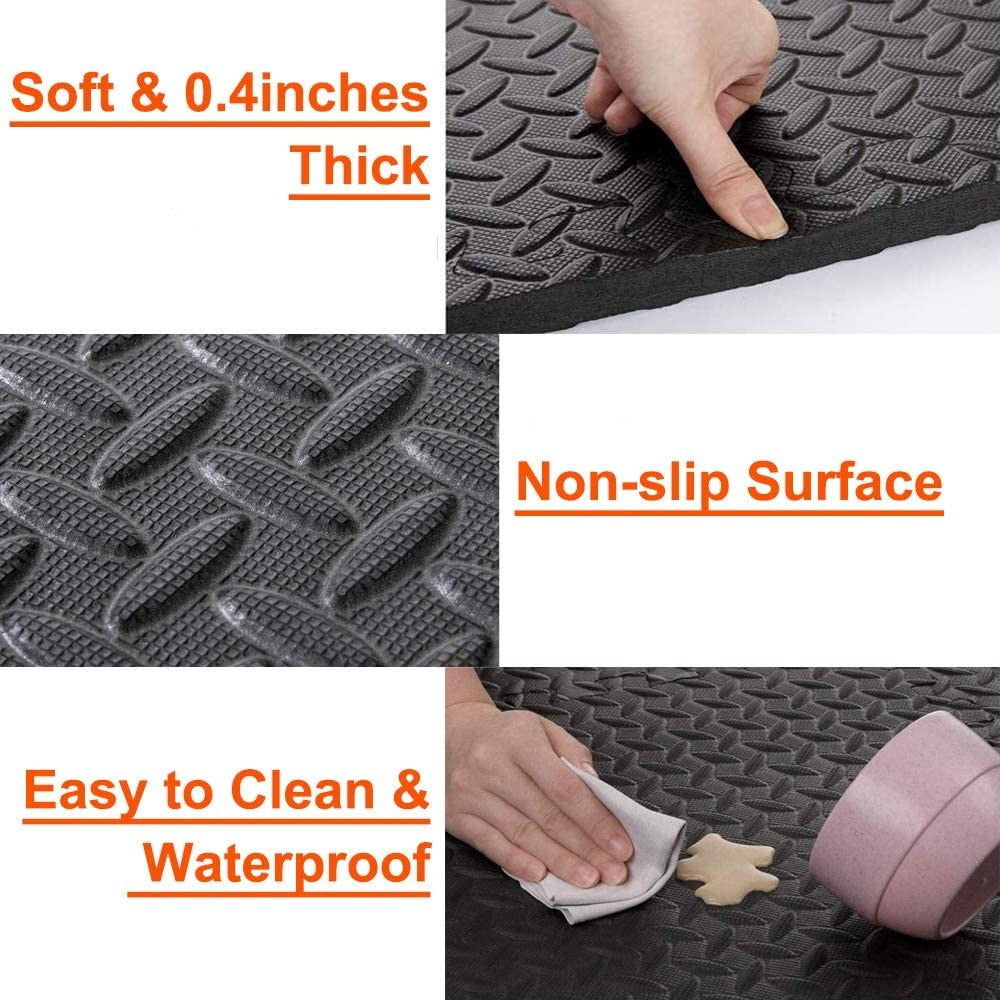 12PCS 30*30cm Sports Protection Gym Mat EVA Leaf Grain Floor Mats Yoga Fitness Non-Slip Splicing Rugs Thicken Shock Room Workout