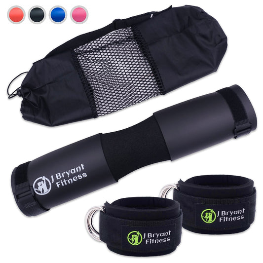 Fitness Foam Barbell Pad and Ankle Strap Set for Resistance Booty Gym Weight Lifting Hip Thrust Squat Neck Shoulder Protective