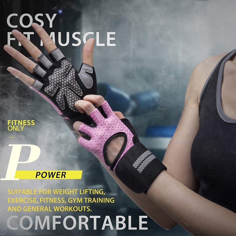 Weight Training Fingerless Gym Gloves & Wrist Wraps