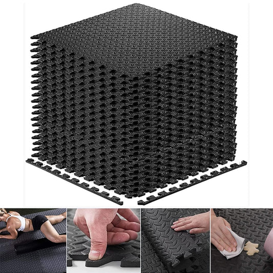 12PCS 30*30cm Sports Protection Gym Mat EVA Leaf Grain Floor Mats Yoga Fitness Non-Slip Splicing Rugs Thicken Shock Room Workout